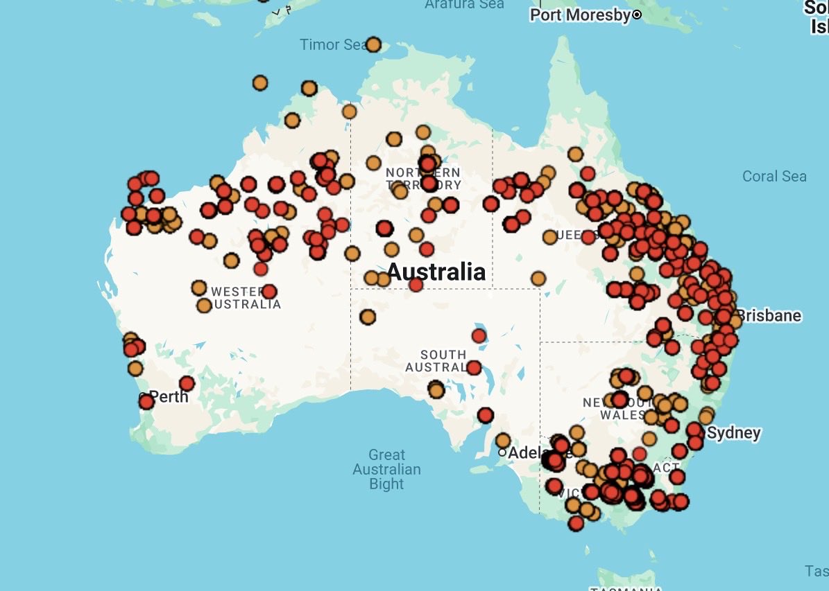 Wow — the number of fires across Australia in the last 24 hours is alarming. The heat across the country is intense and relentless. Are they heading toward another Black Summer? #AustraliaFires #ExtremeHeat #ClimateCrisis