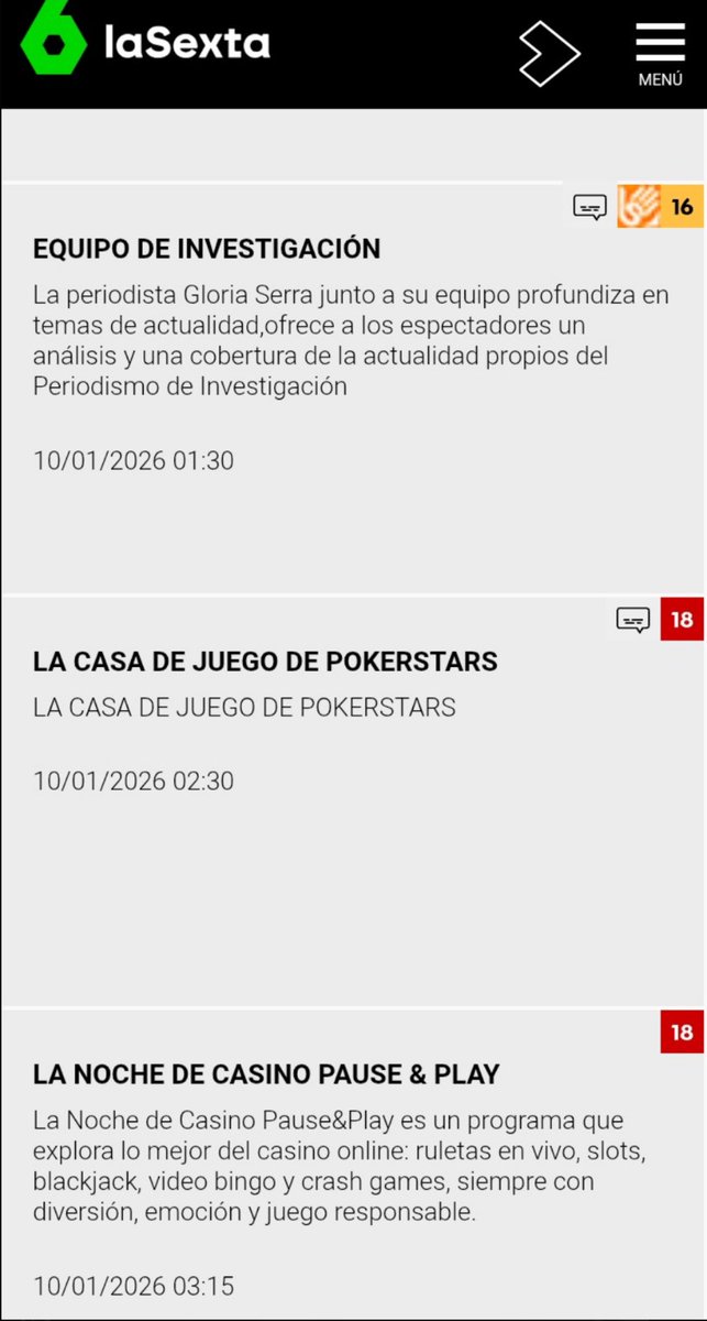 javioliveira's tweet image. La programación de La Sexta después de 'Equipo de Investigación' 😆

Pero, ¿cómo vais a tener estos huevacos?