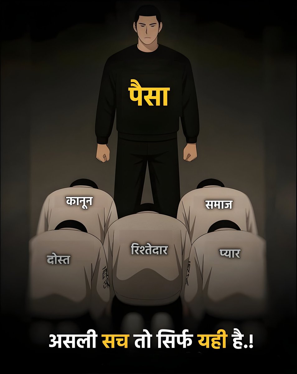 यह तस्वीर आज के समाज का एक ऐसा आईना है, जिसे झुठलाया नहीं जा सकता। जब इंसान की कीमत उसकी काबिलियत और चरित्र के बजाय उसकी जेब से आंकी जाने लगे, तो समाज का पतन निश्चित है। यह एक कड़वी सच्चाई है कि आज 'पैसा' रिश्तों और मूल्यों पर भारी पड़ रहा है।।