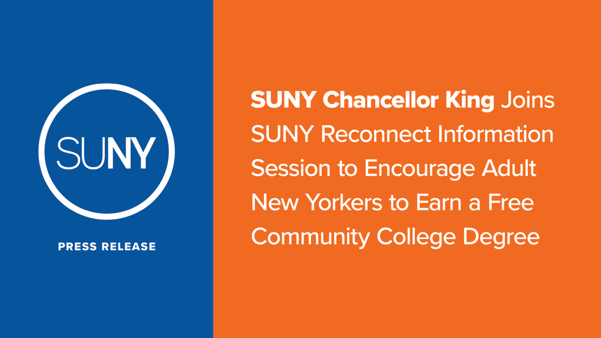 <a href="/GovKathyHochul/">Governor Kathy Hochul</a>’s <a href="/SUNY/">SUNY - The State University of New York</a> Reconnect Program Provides Free Community College Tuition, Fees, Books, and Supplies for Eligible Adult Learners in High-Demand Fields

Read more:
news.ny.gov/3NbIYAh