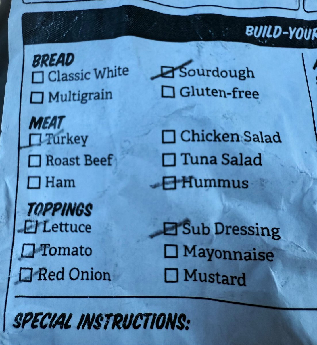 Asked for hummus on my sandwich and they left it off.

They’ve infiltrated my sandwich shop too 😭