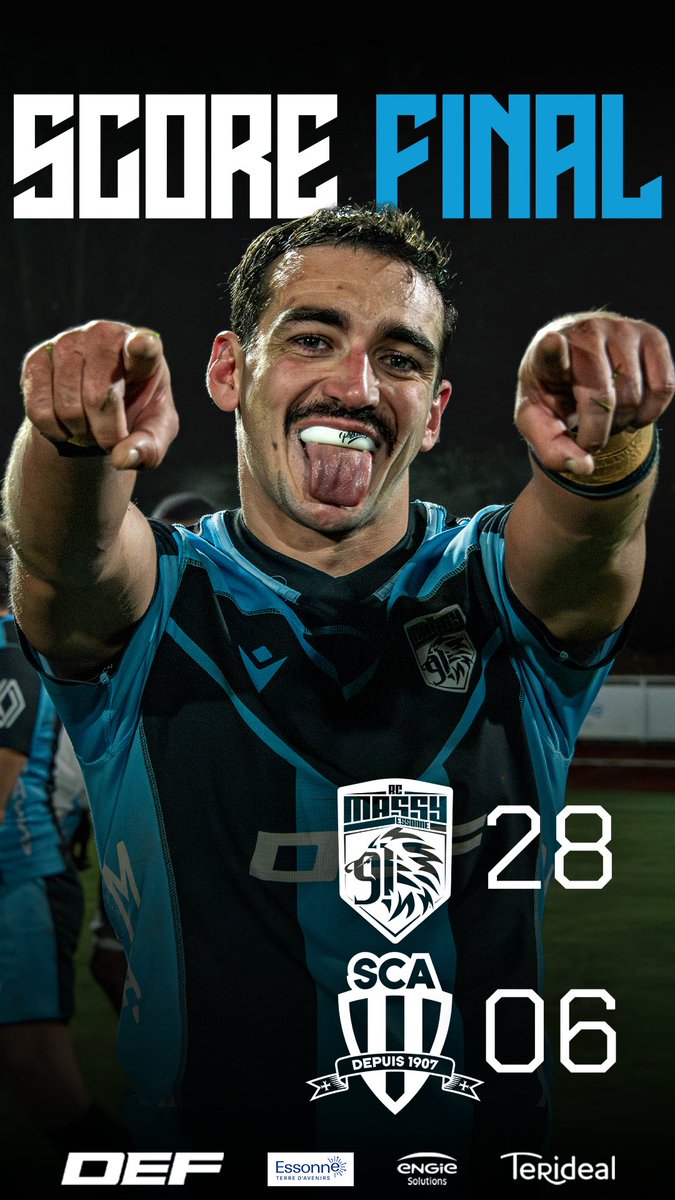 RCME91's tweet photo. Victoire 🔥 

L’année 2026 commence bien pour nos 🔵 &amp; ⚫️ qui l’emportent, avec le bonus, dans un match maîtrisé de bout en bout face au leader !

Rendez vous samedi prochain pour le déplacement à Rennes !!

#AllezMassy #MadeinMassy #RêverFort 🦁 https://t.co/YkEWA0VWcT