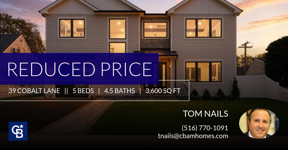 ThomasNails's tweet photo. 📍 Reduced Price 📍 This recently reduced home at 39 Cobalt Lane in Westbury won't last long, so, don't wait to set up a showing! Reach out here or at (516) 770-1091 for more information!

Tom Nails https://t.co/f0BY8x3ZGI https://t.co/yDoX3DhyA1