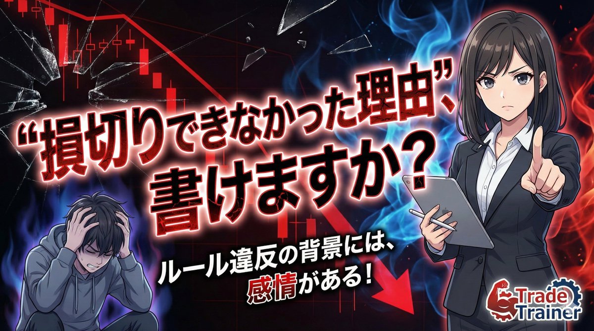 🎯「“損切りできなかった理由”、書けますか？」🔻 🔍 ルール違反の背景には、必ず感情がある。 ✓ 損切りが遅れた時ほど細かく振り返る ✓  曖昧な判断は次回も繰り返す ✓ Trade Trainerで“感情の履歴”を可視化しよう 👇 言語化できない失敗は、改善できない 📷  https://t ...