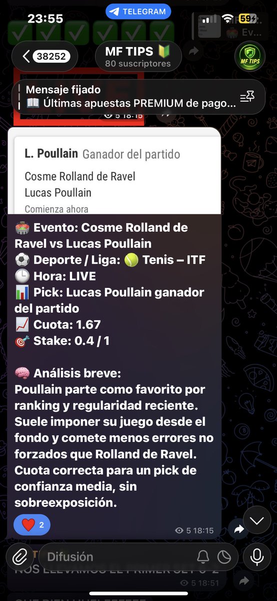Otro día más y otro VERDE fácil 🟢
0-2 clarito mientras algunos miraban desde fuera…

Avisados estáis ⏰
👉 Metéos ya o seguid perdiéndoos estos verdes

t.me/+4hxvCbjgoAhkN…

#Apuestas #Verde #ApuestasSeguras #Tipster #ValueBets