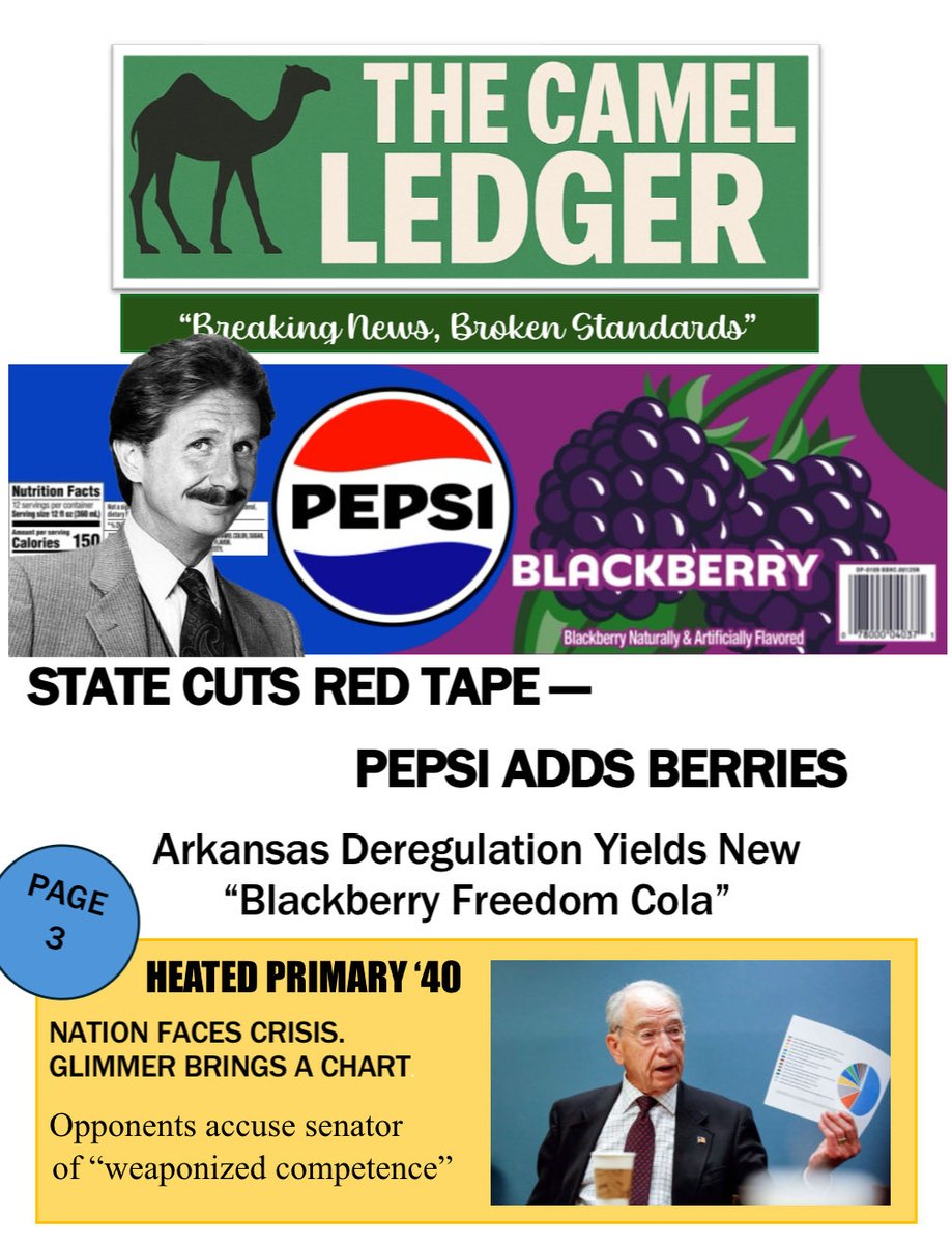 NewsCamelReal's tweet image. @PGSimBackup 

We r back. Fresh issue out now. Gov 
Blackberton (@NukaCommand) HELPS farmers. Red tape cut. Berries added. Charts deployed. Heated ’40 getting hotter. Turn to Page 3 for “weaponized competence.” More coming soon. Very soon.

Enjoy! 🐪 🇺🇸