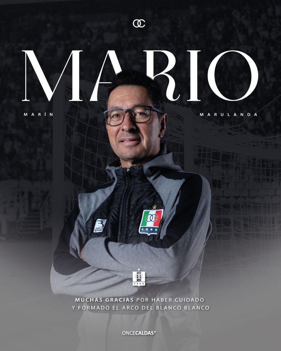 oncecaldas's tweet photo. @mariomarinm se despide del Once Caldas y queremos reconocer su trabajo, disciplina y compromiso con la institución

Le deseamos el mayor de los éxitos en su nuevo camino. ¡Gracias por todo, Mario! https://t.co/VGsWx5GnUt