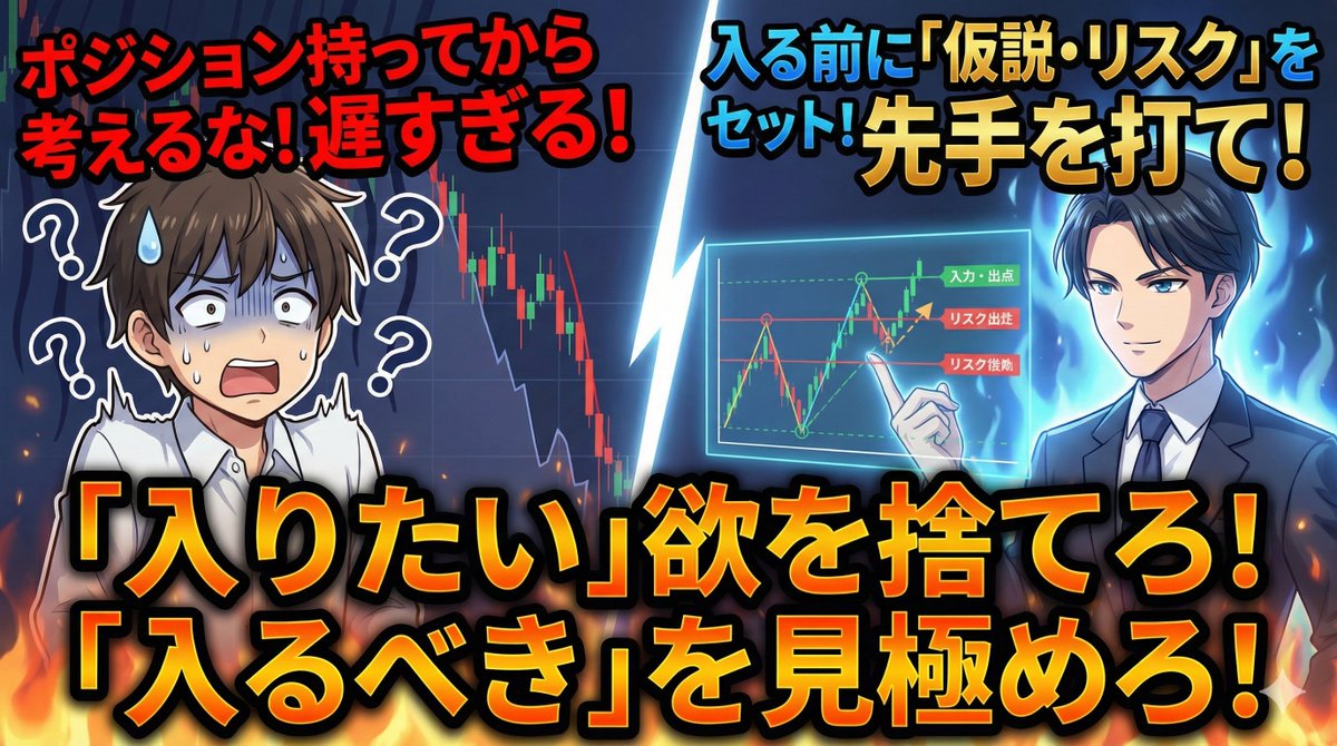 🎯「ポジションを持ってから考えていませんか？」⚠️ 🔍 エントリー後の“気づき”は、すでに遅い。 ✓ 入る前に、仮説とリスクを必ずセットで立てる  ✓ “入りたい”ではなく“入るべき”を見極める ✓ Trade Trainerでエントリー前の構えを強化しよう 👇 先手を打てる者が ...