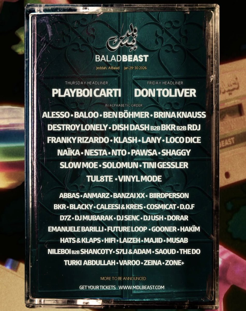 PloybertCorti's tweet image. 🚨 Playboi Carti will be performing at the Balad Beast Festival in Saudi Arabia on January 29th