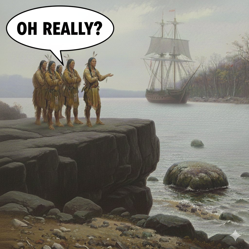<a href="/FoxNews/">Fox News</a> "...but, you know, the fact that they had a boat land there 500 years ago doesn't mean that they own the land."

OH REALLY?!? <a href="/realDonaldTrump/">Donald J. Trump</a>