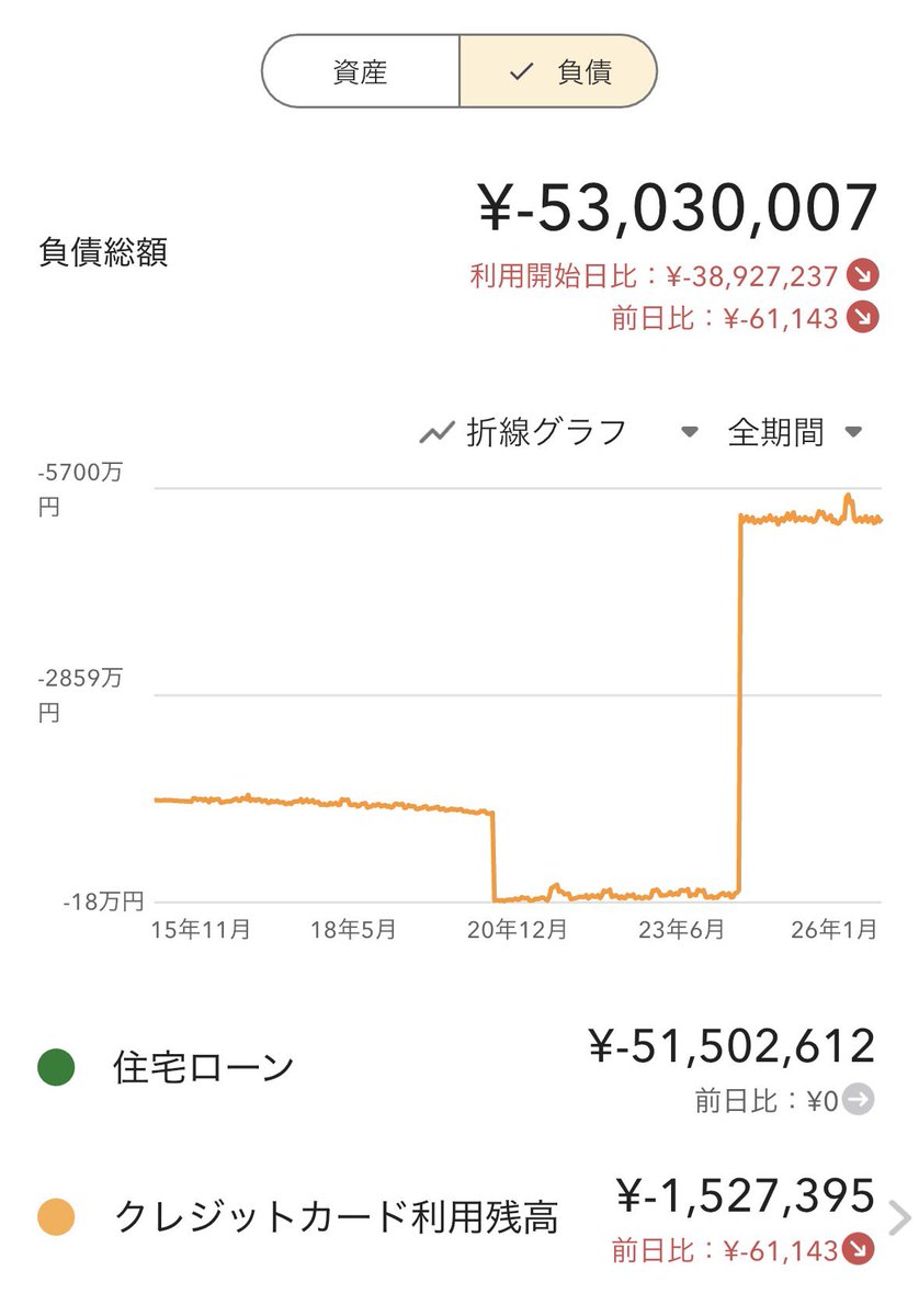資産じゃなくて負債。 他人の借金って興味ありますか？ わたしの負債をズバリ初公開👀  住宅ローンはペアローンにしてるため、世帯では約1億円の借金です😆 1億円持ってるけど、返済せずにそのお金で投資してます。ヨロシク✨ #住宅ローン  #会社員の資金調達 #低金利