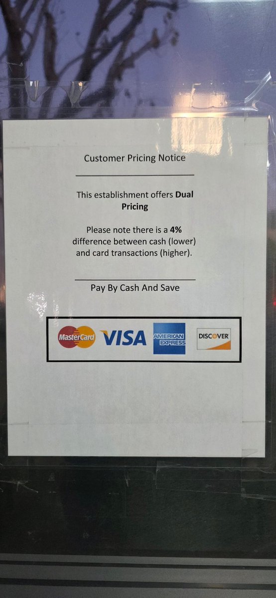 FrameWork's tweet image. What's the point of using credit cards if every business posts this sign on their storefront?
