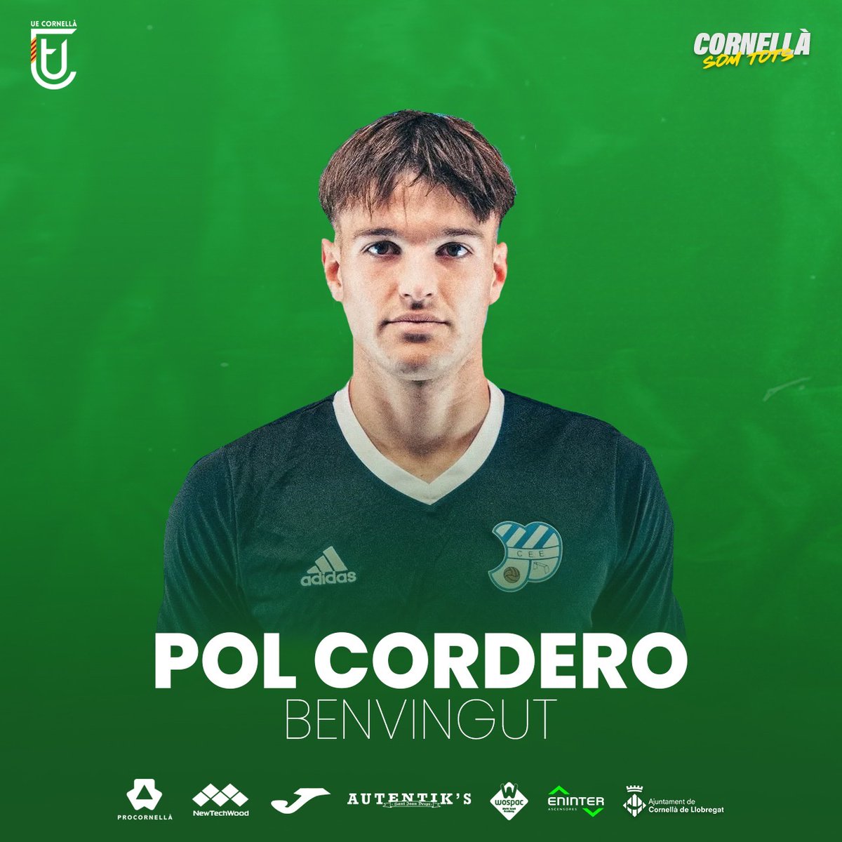 🆕 𝗙𝗜𝗧𝗫𝗔𝗧𝗚𝗘 𝟮𝟬𝟮𝟱 • 𝟮𝟬𝟮𝟲 🚨

✍🏻 Pol Cordero, nou reforç per a la porteria de la #UECornellà! 

🟢 Benvingut i molta sort! 🧤 

🔗 uecornella.cat/ca/pol-cordero…

#CornellàSomTots #Ambelverdalcor 💚