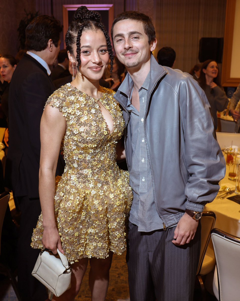 Chase Infiniti and Timothée Chalamet attends the AFI Awards Luncheon. 🖤