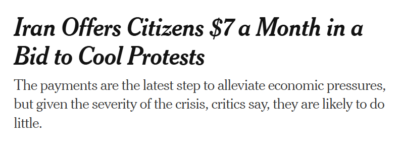 Imagine trying to bribe your citizens $7 a month to stop rioting