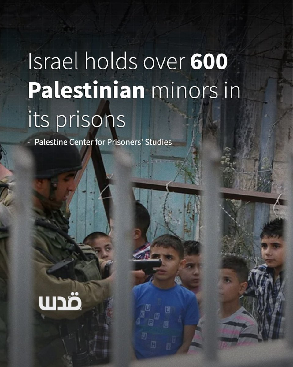 QudsNen's tweet image. The Palestine Center for Prisoner Studies reported that more than 600 Palestinian minors were detained in 2025, including a child who died in Israeli prisons due to deliberate starvation and medical neglect.

The center noted that the arrests included children as young as 10…