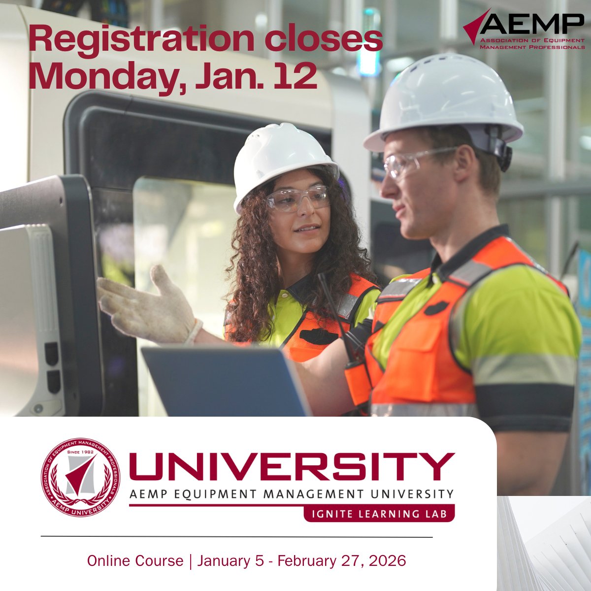 Registration is still open for the IGNITE Learning Lab Online Winter Course, but it won't remain open for long. Secure your spot by Monday, Jan. 12 and prepare for the CEM and CESP exam with confidence.

aemp.org/page/IGNITE
#IGNITELearningLab #CEM #CESP