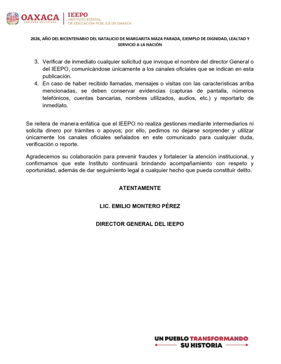 COMUNICADO OFICIAL