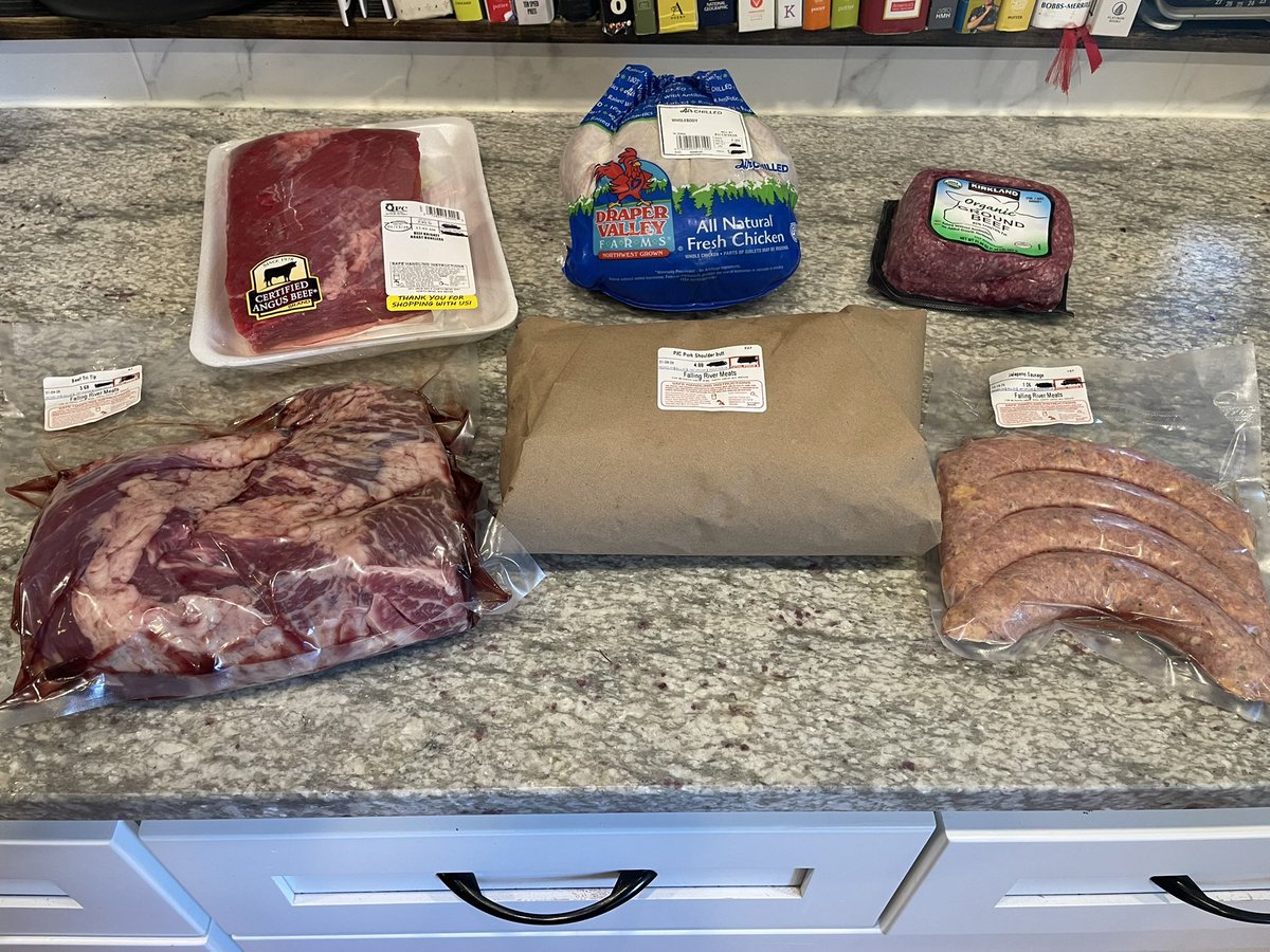 My upgrade to my outdoor cook game starts tomorrow. 

Blackstone griddle will arrive today, followed by a Ninja Woodfire pellet smoker (beginner friendly) and a Weber Kettle charcoal grill, to go with my existing Weber Spirit II entry level propane grill.

Bought some meats today