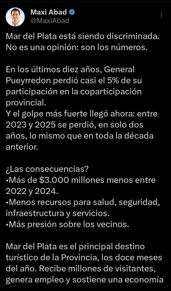 Siempre perjudicada y a pesar de todo siempre de pie, siempre resiliente, siempre hacia adelante! No van a doblegar a Mar del plata! Bien <a href="/MaxiAbad/">Maxi Abad</a> !