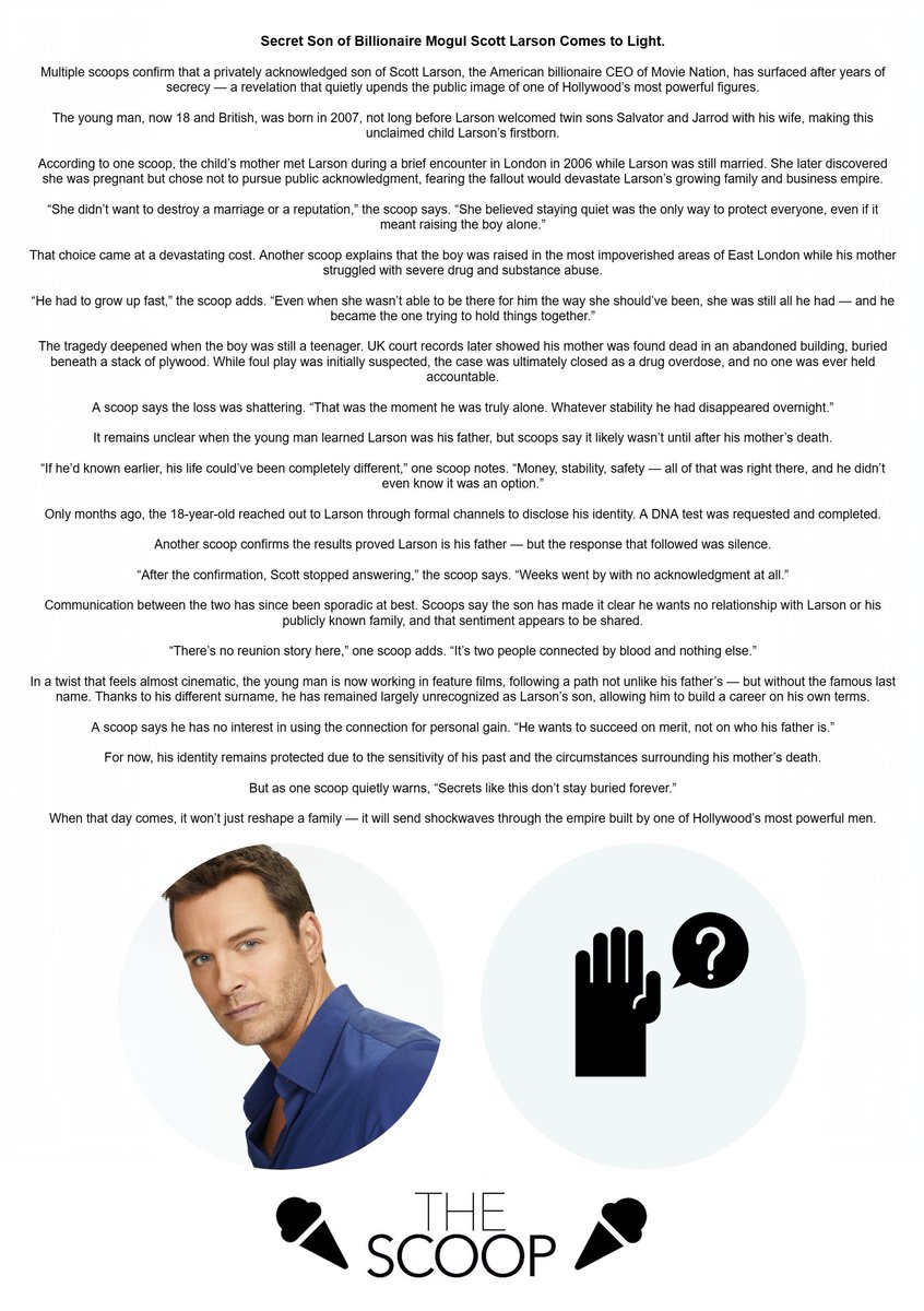 🍨 Secret Son of Billionaire Mogul Scott Larson Comes to Light.