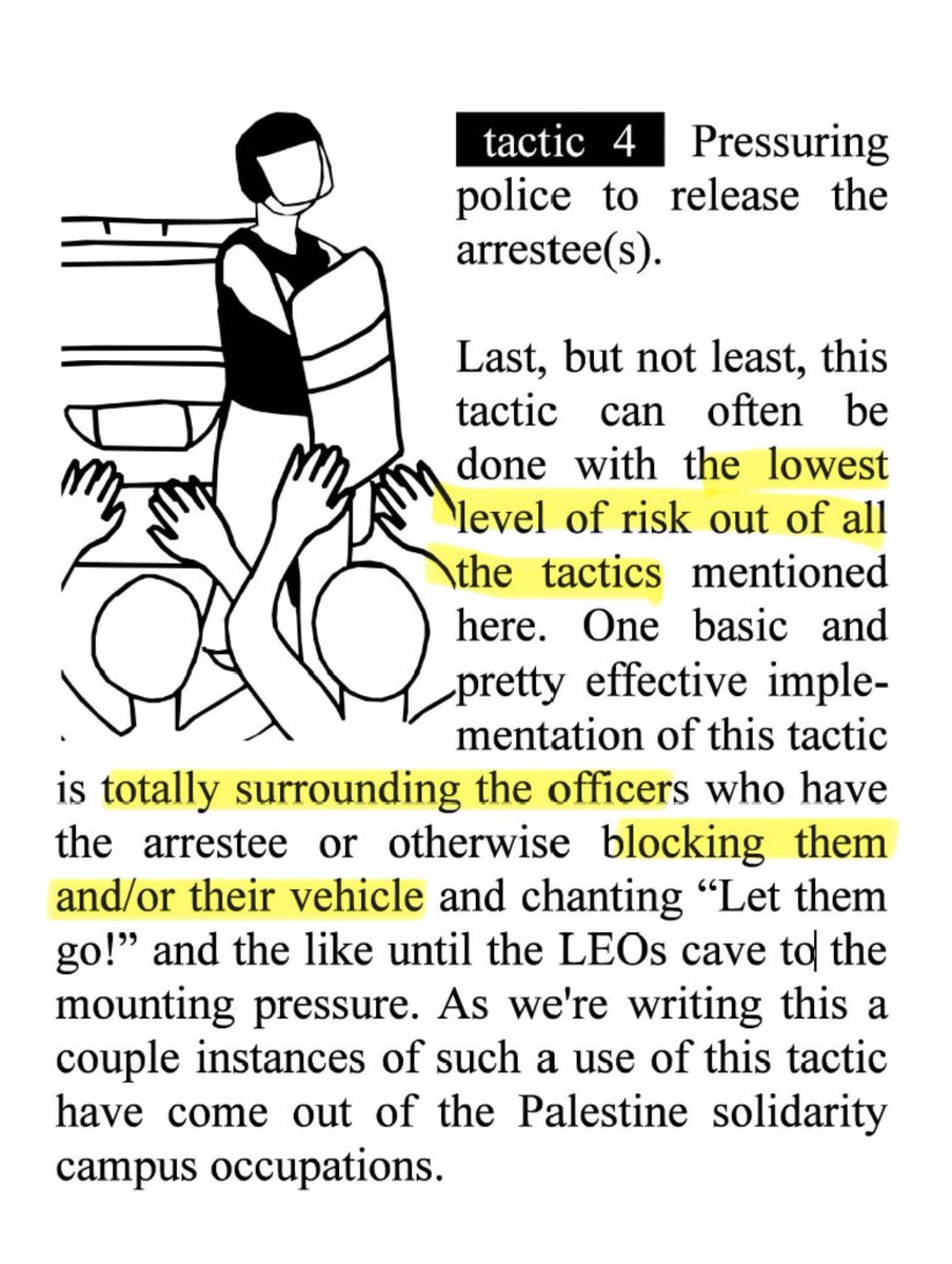 chiIIum's tweet image. In a training manual for the group that Reneé Good was reportedly involved with, it says the lowest level of risk out all the tactics is to totally surround the officers and block them and their vehicles.