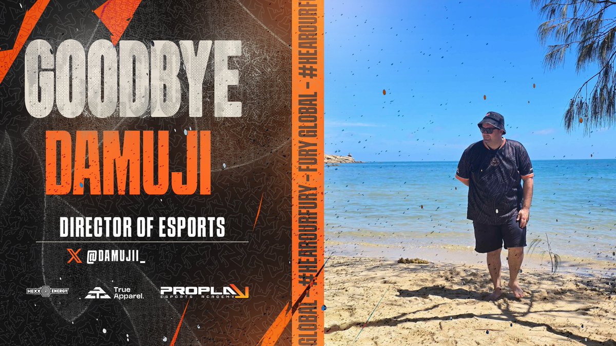 Today, we say goodbye to a legendary figure within Fury. the esports GOAT himself 🐐

<a href="/Damujii_/">CHF Damujii</a> the guy who drinks, breathes, and lives esports. The one who always looked after our great players.

Thank you for all the hard work you’ve put into your role, Damuji. We’ll miss you