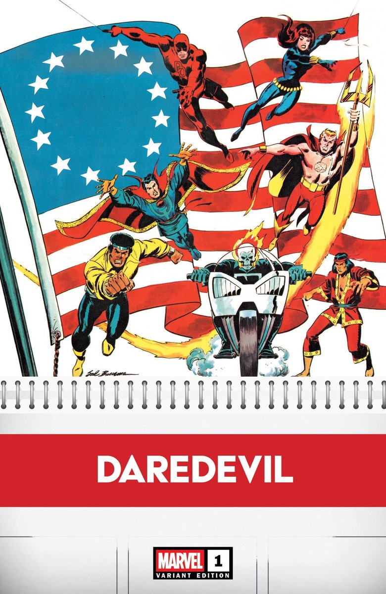 Shang-Chi appears in Daredevil # 1 (2026) variant covers, Greg Land’s USA 250th homage variant cover, and that of Sal Buscema.