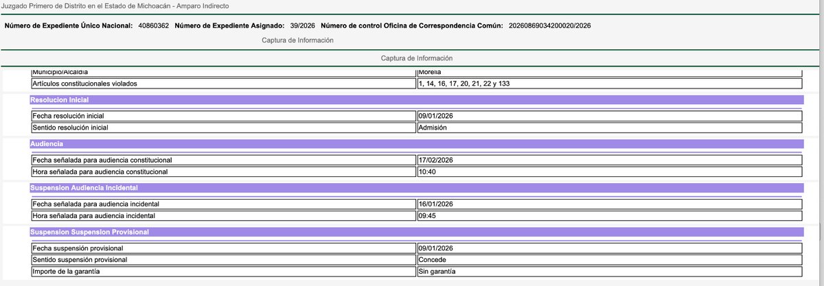 ✅ | Otra victoria para Raúl Meza, el joven que fue torturado por el gobierno de Bedolla

Un juez federal acaba de admitir el amparo para suspender el proceso penal del joven que se manifestó por el asesinato de Carlos Manzo el 2N.

Meza fue acusado de sabotaje, un delito