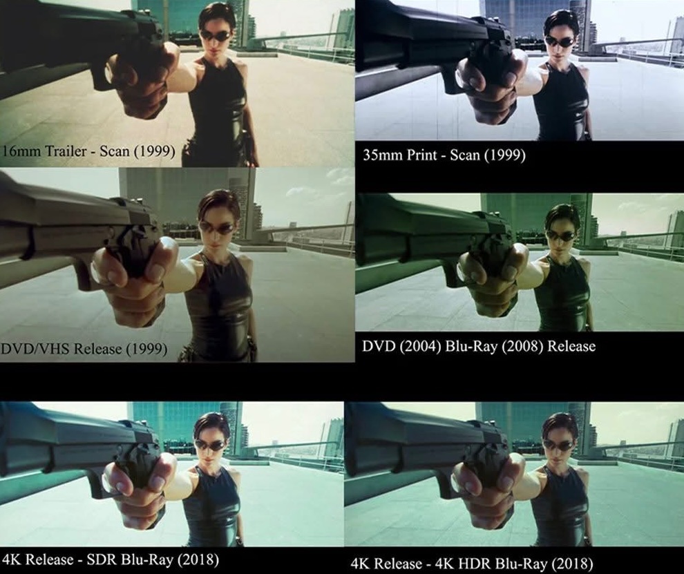 VHSDVDBLURAY4K's tweet image. The Six Shades of ‘The Matrix’