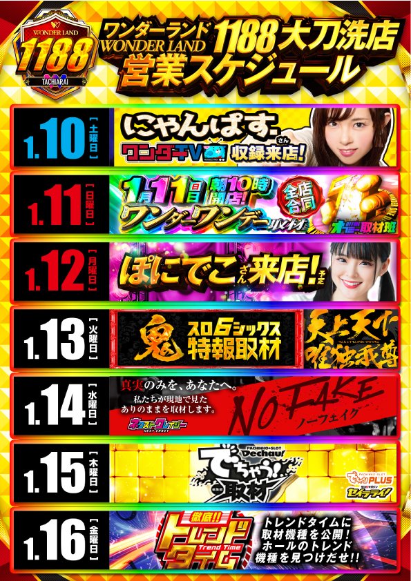 最新スケジュール更新！！ 今週は新取材も登場🔥