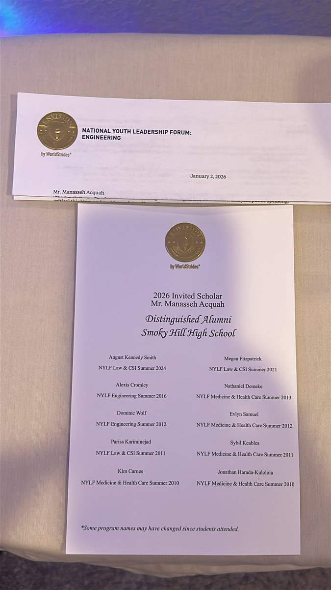 Manasseh5521's tweet image. Proud to be invited to the National Youth Leadership Forum by @EnvisionByWS Excited for what’s ahead and ready to grow even more as a leader. 
@SHBuffFootball 
@CoachRosenbaum 
@Coach_Caruso @CSAPrepStar @CodyHawkins