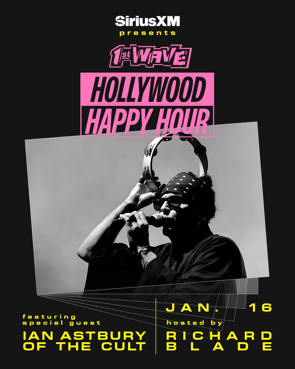 1stwave's tweet image. 1st Wave's Hollywood Happy Hour w/ @richardblade returns Fri 1/16 w/ special guest Ian Astbury of @officialcult!  Visit: siriusxm.com/ianastbury for more info and to enter to join us live. U.S./21+. No transportation included.
