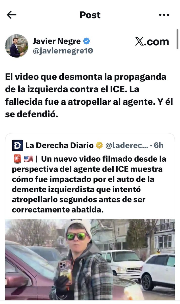 DosRunas's tweet image. ¡NO OLVIDEMOS SU NOMBRE NI SU CARA!
Denuncia: @javiernegre10 celebra la muerte de Renee Nicole Good.
El 7 de enero de 2026, ICE mató a Renee Nicole Good, madre de tres, poeta, ciudadana estadounidense de 37 años, en Minneapolis. Mientras miles lloran y protestan, este español de…