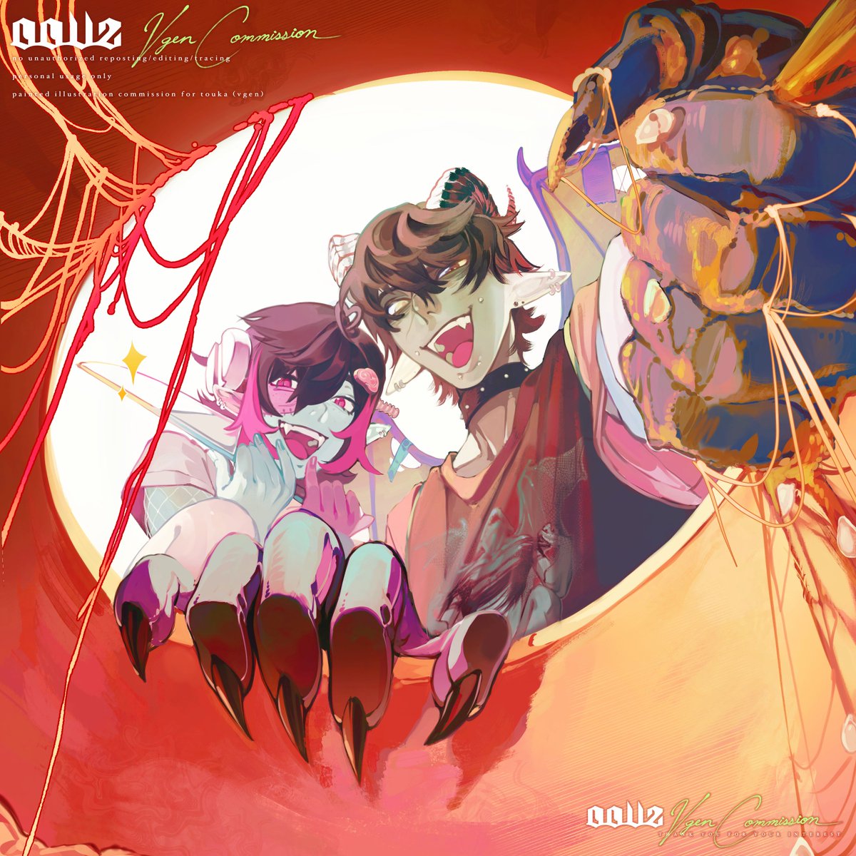 rough thumbnail vs finished painted illust for @/Saku_Uruha (twt) 🎃🔩

#VGenComm
