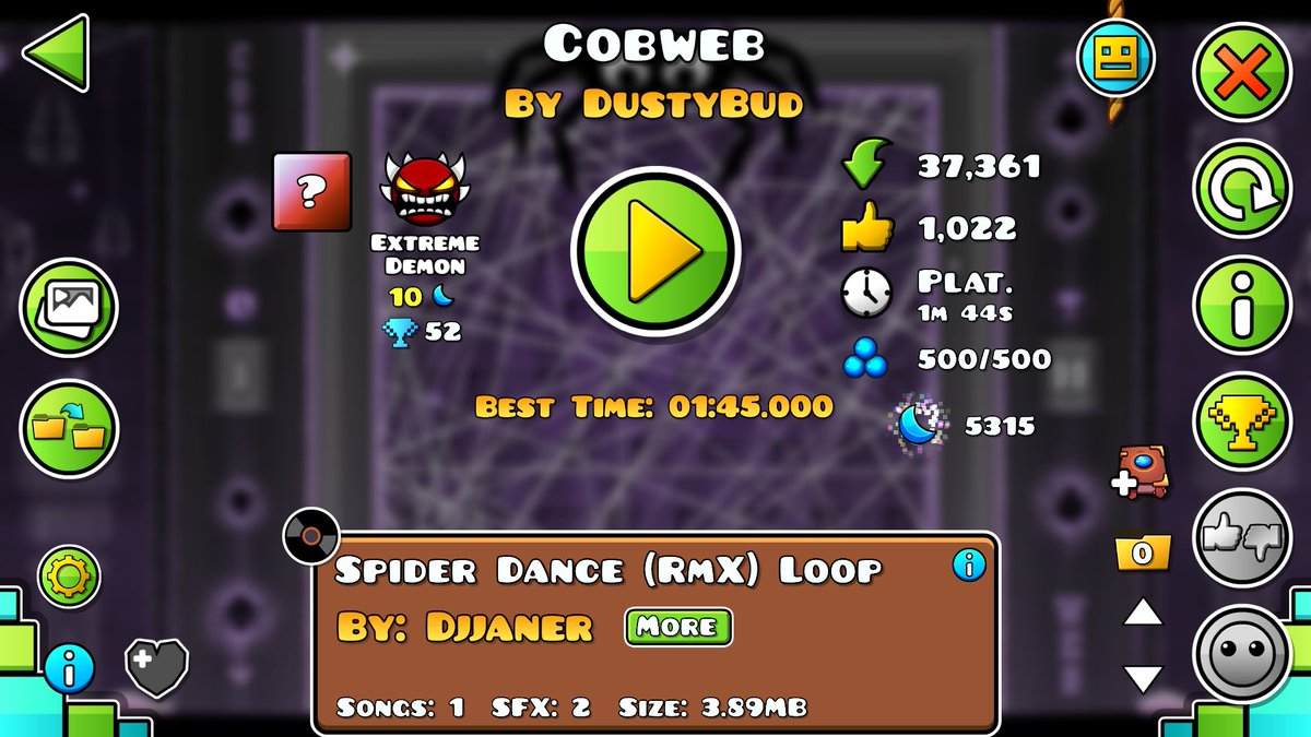 BlazzaGD's tweet photo. Cobweb got nerfed for a few hours so i decided to beat it ❤️ 
New hardest ig. https://t.co/hup2NEwCEN