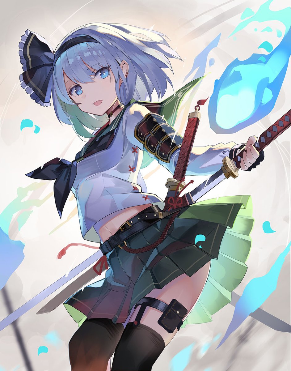 魂魄妖夢 ,半霊 「セーラー妖夢 #東方Project」|ファルケン＠春例お31b　skeb・お仕事募集中のイラスト