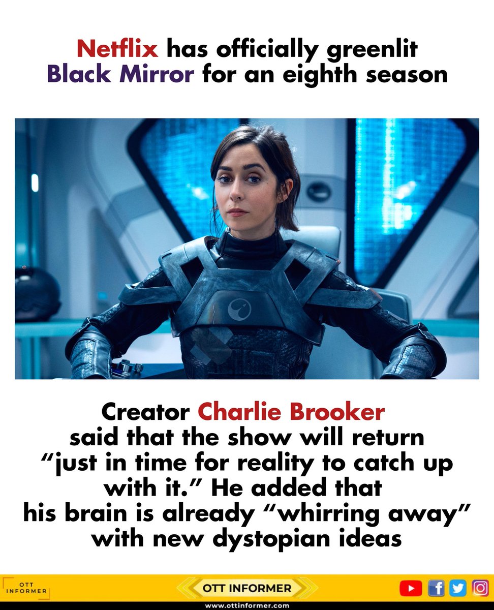 OTTInformer's tweet image. Black Mirror Renewed for Season 8

#blackmirror #netflix #netflixoriginal #tvseries #ottinformer