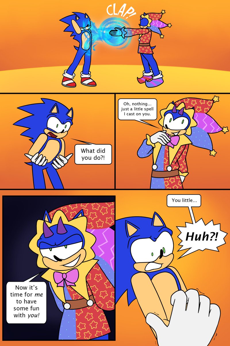 PicoProduction's tweet photo. jester sonic turns our hero into a plushie!! [1-4]

#sonic #tf https://t.co/p0of8cgopy