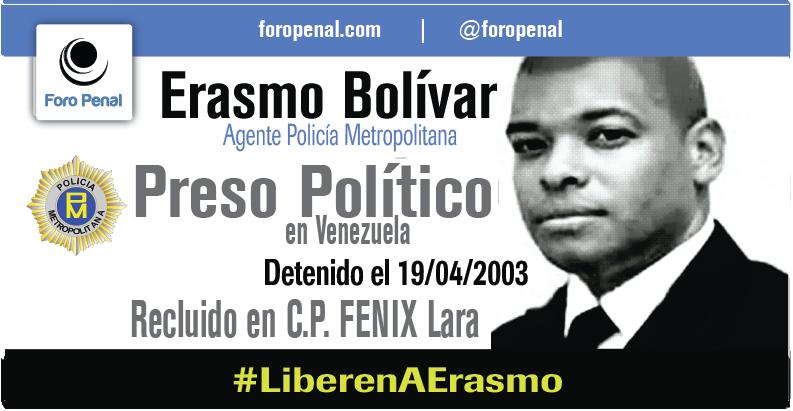 ForoPenal's tweet photo. Erasmo Bolívar: agente de la extinta Policía Metropolitana, Preso Político desde el 19/04/2003 por defender a ciudadanos cuando manifestaban cerca de Puente Llaguno, Caracas. Estuvo recluido en la carcel militar de Ramo Verde hasta Oct 2021. Fue injustamente sentenciado a 30 años de prisión.
#LiberenAErasmo