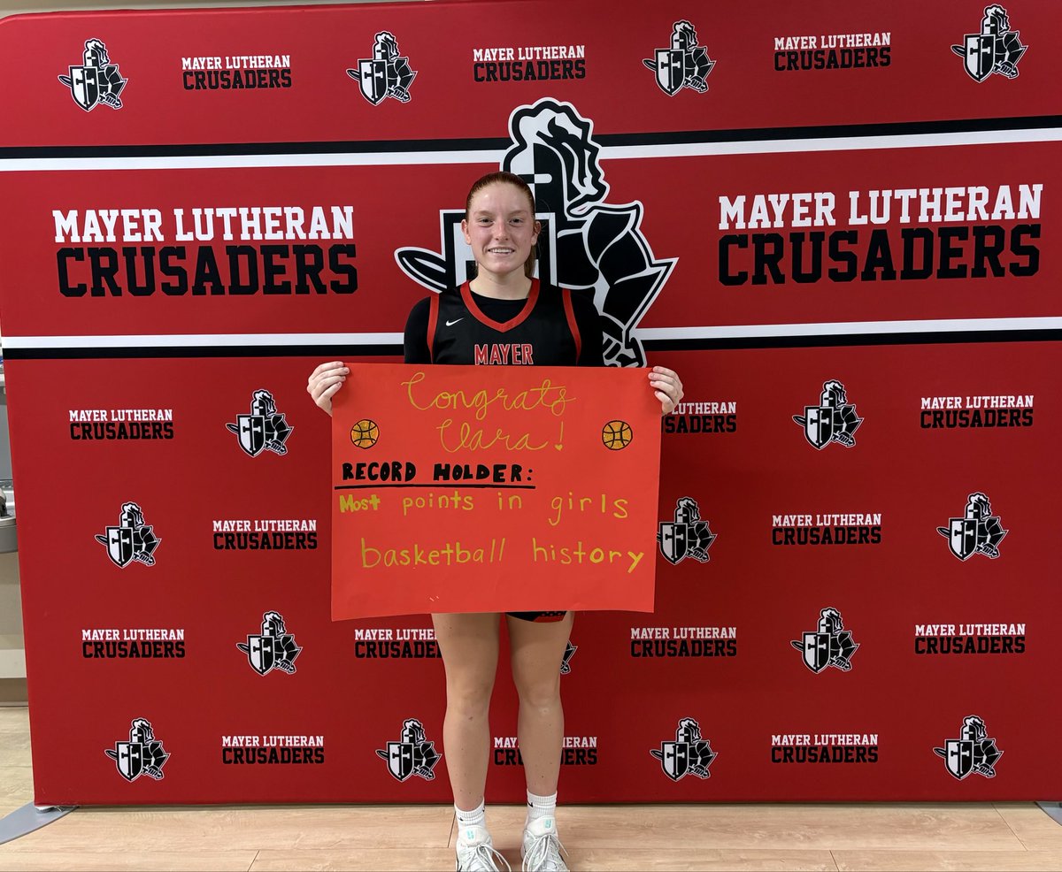 KeavenyJen's tweet photo. Congratulations to Clara for becoming Mayer Lutheran’s girls all time leading scorer. She currently sits at 1,588 points. Great teammates, coaches, and fans make this all possible. Keep up the good work Clara and team🏀. https://t.co/Ue5MksnYjl