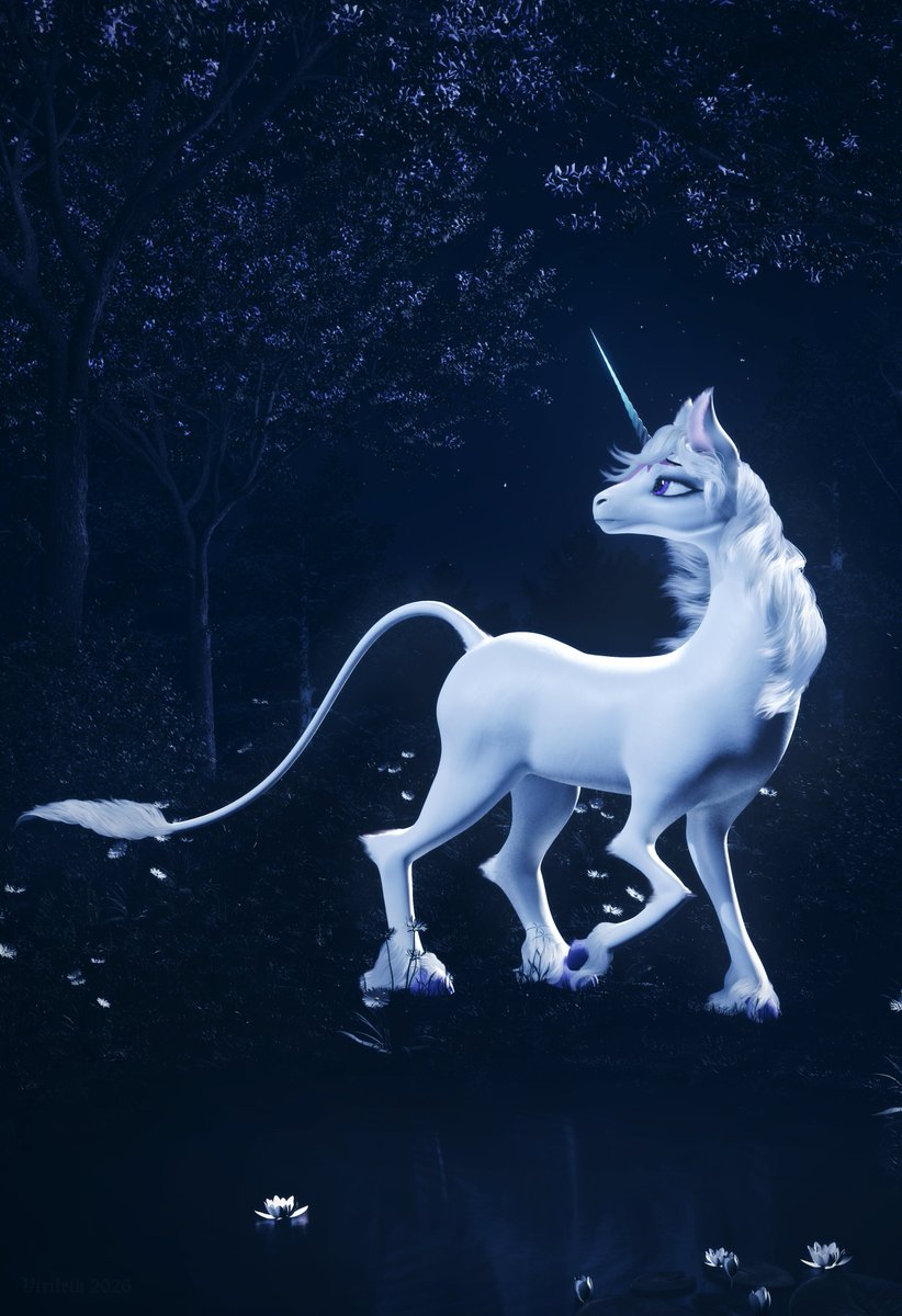 VirilethArts's tweet photo. Could she really be the last unicorn? 🦄

Made in Blender, then I went over the hair and added fuzz with the smudge tool in Photoshop https://t.co/zv3DwP9uy6