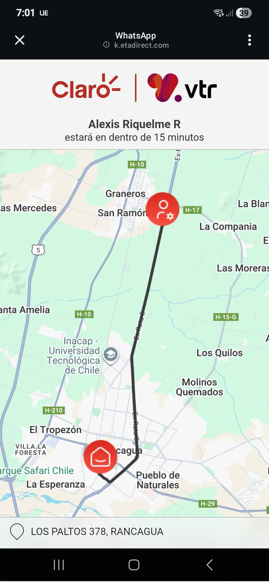 Jirrazabal5's tweet photo. @VTRsoporte  @VTRChile  @clarochile_cl     Ayer espere desde las 16:45 de la tarde hasta las 19:00 a los instaladores por una hora reservada,me llegaron  mensajes por WhatsApp indicando que venía hacia mi casa y nunca llego incluso el mapa me mostraba la ruta . Quien responde ? https://t.co/Xy4T9oVmAS