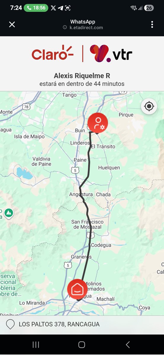 Jirrazabal5's tweet photo. @VTRsoporte  @VTRChile  @clarochile_cl     Ayer espere desde las 16:45 de la tarde hasta las 19:00 a los instaladores por una hora reservada,me llegaron  mensajes por WhatsApp indicando que venía hacia mi casa y nunca llego incluso el mapa me mostraba la ruta . Quien responde ? https://t.co/Xy4T9oVmAS