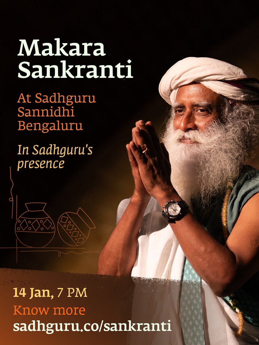 ishafoundation's tweet photo. Celebrate the auspicious festival of Makara Sankranti in the presence of @SadhguruJV and Adiyogi at Sadhguru Sannidhi Bengaluru on 14 Jan. Experience sacred offerings, cultural performances, and a vibrant jaatre with your friends and family.

Know more: https://t.co/BftRQLRfK1 https://t.co/sKWBP7YH58