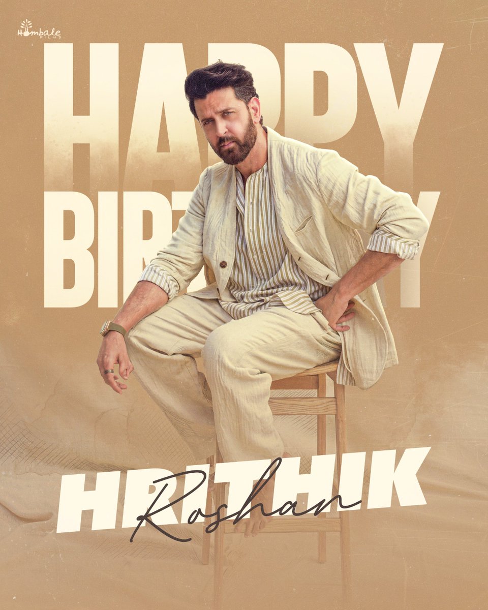 hombalefilms's tweet photo. Wishing the one and only Greek God, our dearest @iHrithik a very Happy Birthday. 

A true icon whose presence transcends the screen and whose artistry defines an era.
Here’s to many more chapters of excellence and cinematic legacy. 
And the BIG BANG begins soon! https://t.co/aahd7ysJO9