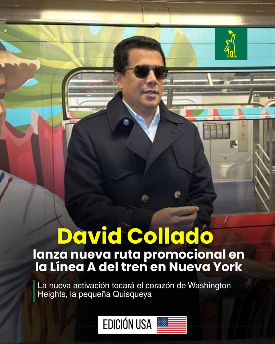 DiarioLibre's tweet photo. 🇺🇸 | #DiarioLibreUSA | El ministro de Turismo, David Collado, lanzó la ruta promocional en la Línea A del tren de Nueva York, parte de la campaña Subway to Paradise

🔗https://t.co/vtrlrPptSi

#DiarioLibre #Noticias #NuevaYork #WashingtonHeights #Quisqueya https://t.co/aZq65bvxsO