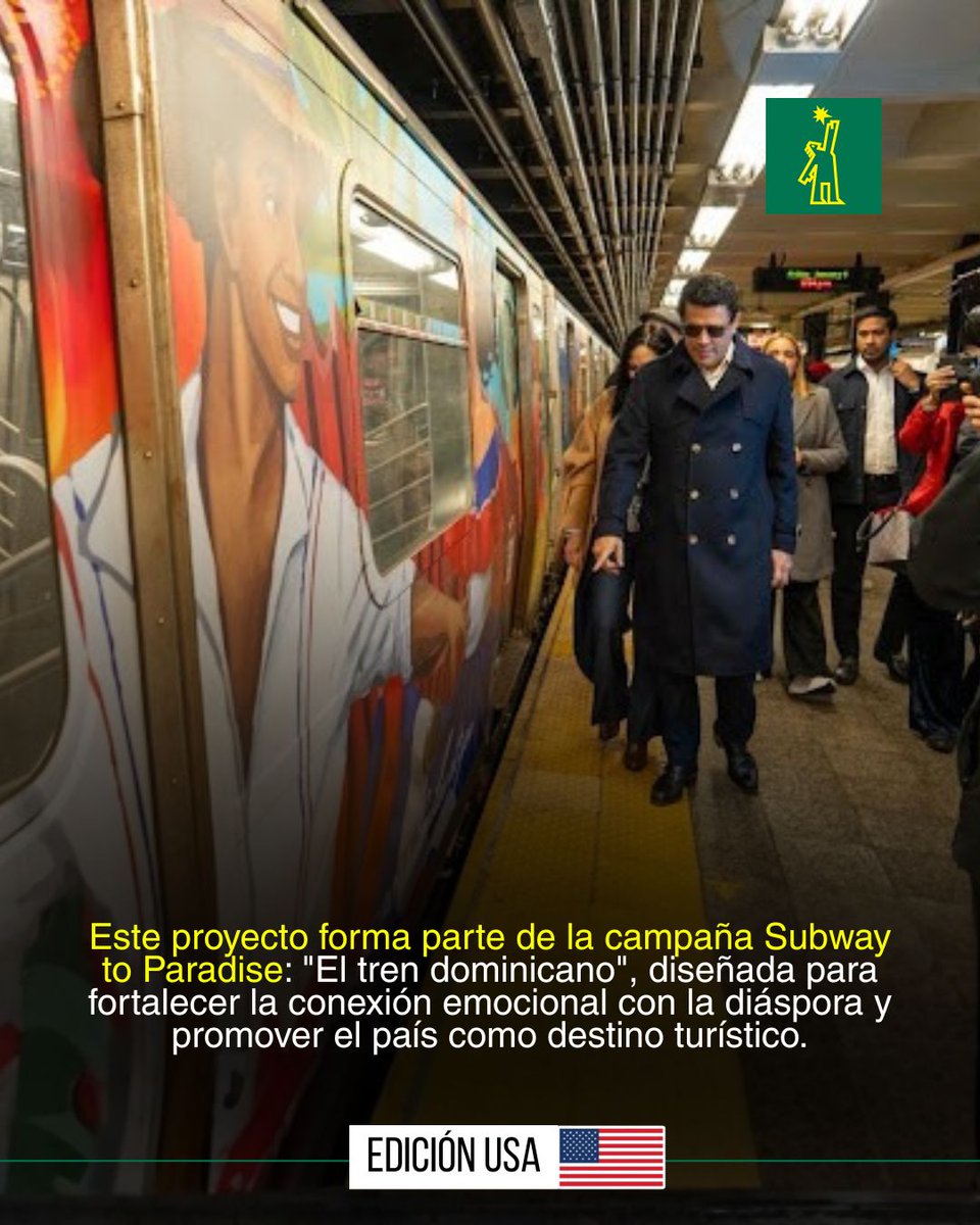 DiarioLibre's tweet photo. 🇺🇸 | #DiarioLibreUSA | El ministro de Turismo, David Collado, lanzó la ruta promocional en la Línea A del tren de Nueva York, parte de la campaña Subway to Paradise

🔗https://t.co/vtrlrPptSi

#DiarioLibre #Noticias #NuevaYork #WashingtonHeights #Quisqueya https://t.co/aZq65bvxsO