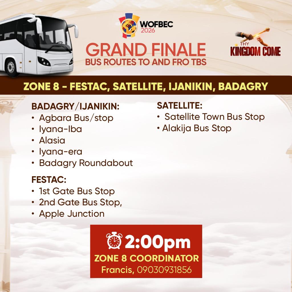 pastorpoju's tweet photo. Buses will be available to convey people from different locations in the Lagos area for the Grand Finale of @wofbec on Sunday the 11th of January. https://t.co/idGb4f4Twv