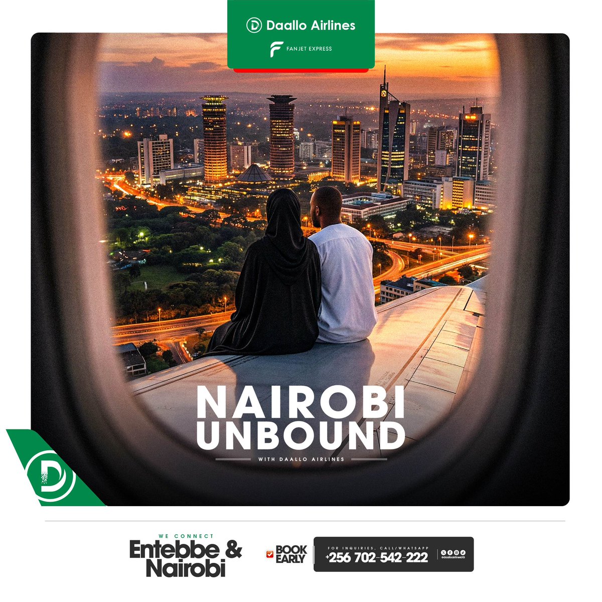 daalloairlineug's tweet photo. Today we fly ✈️
Entebbe–Nairobi flight available today.

📞 0702542222
💵 From $140

#FlyDaallo #DaalloAirlinesUG #FanjetExpress #FlyToday https://t.co/bBgsdeqX8i